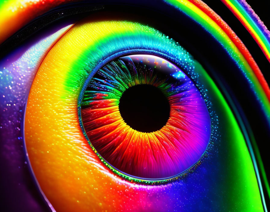 Close-up Rainbow Spectrum Eye with Vibrant Colors