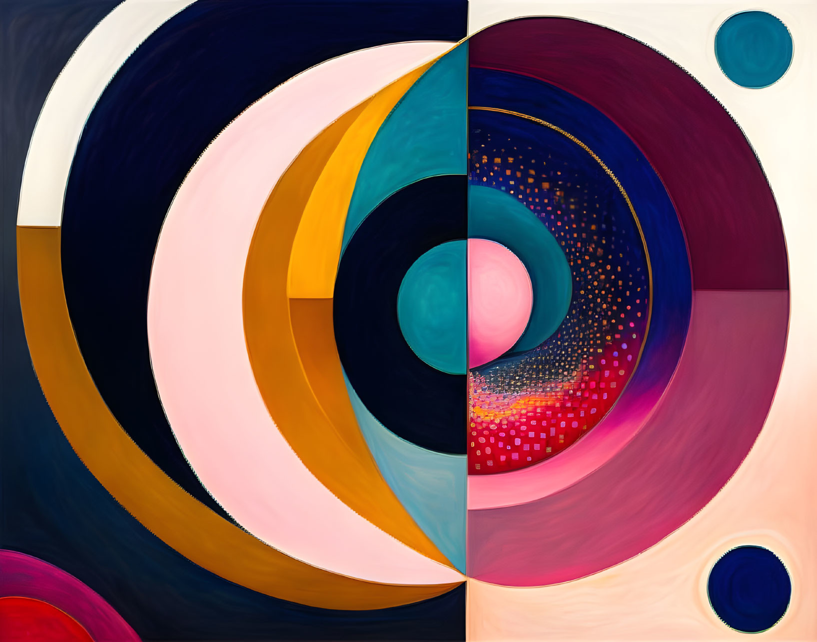 Colorful Swirling Shapes Diptych with Light to Dark Transition