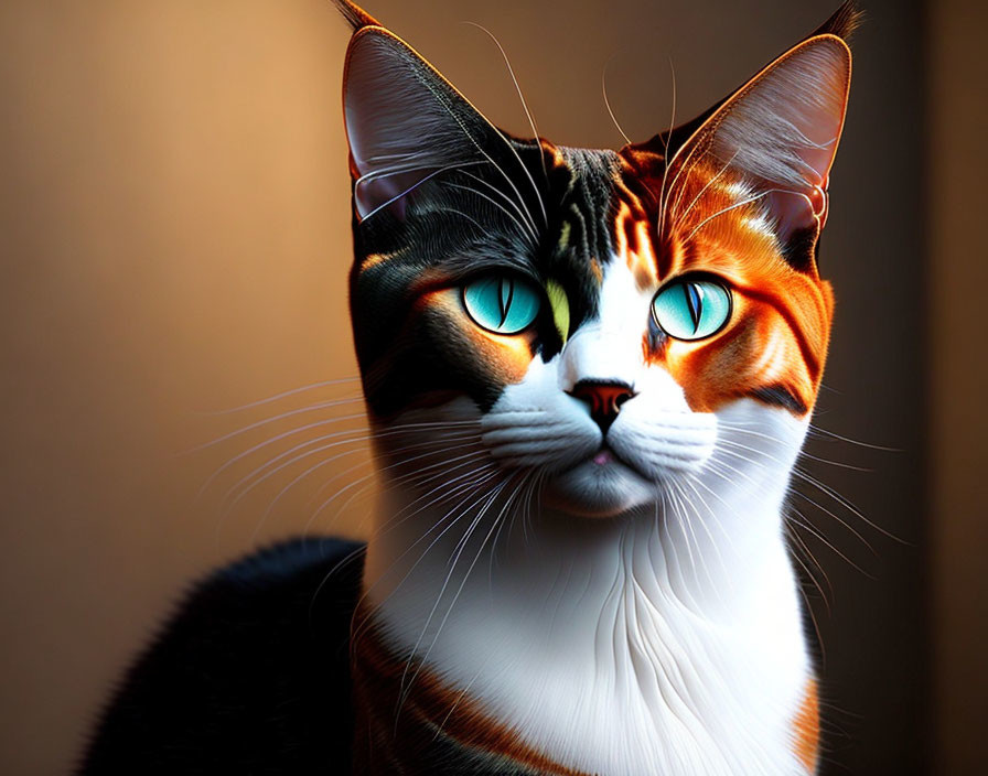 Unique Two-Faced Cat with Black & White and Orange & White Halves