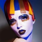 Vibrant Portrait of Woman with Multispectral Hair & Teary Eyes