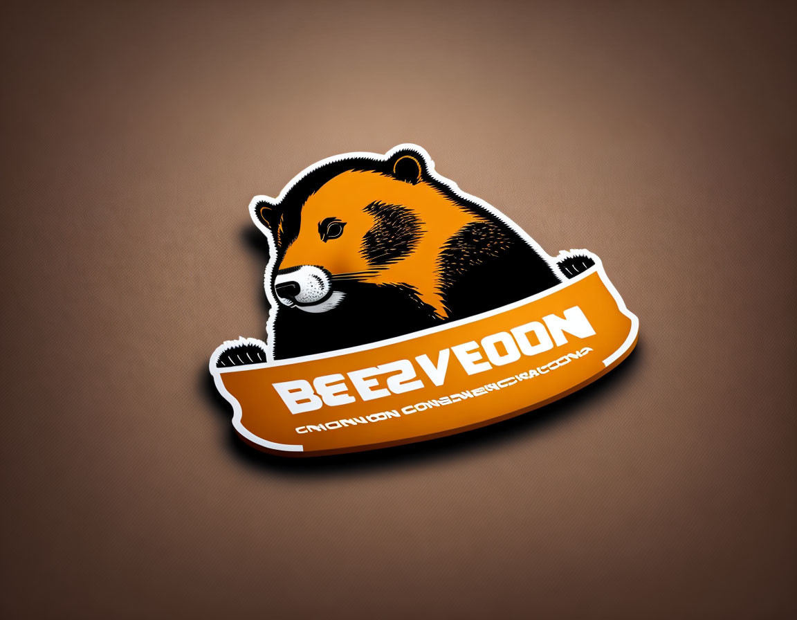 Stylized bear illustration with "BEEZVOON" word on brown background