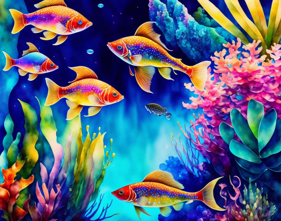 Colorful Fish and Coral Reefs in Dynamic Underwater Scene