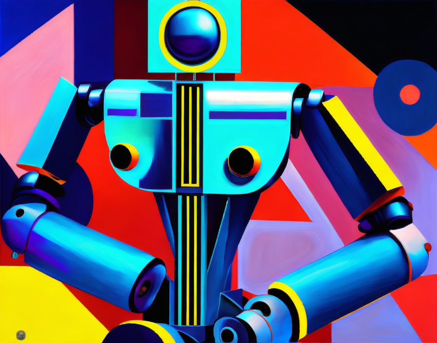 Colorful Stylized Robot Painting with Geometric Elements