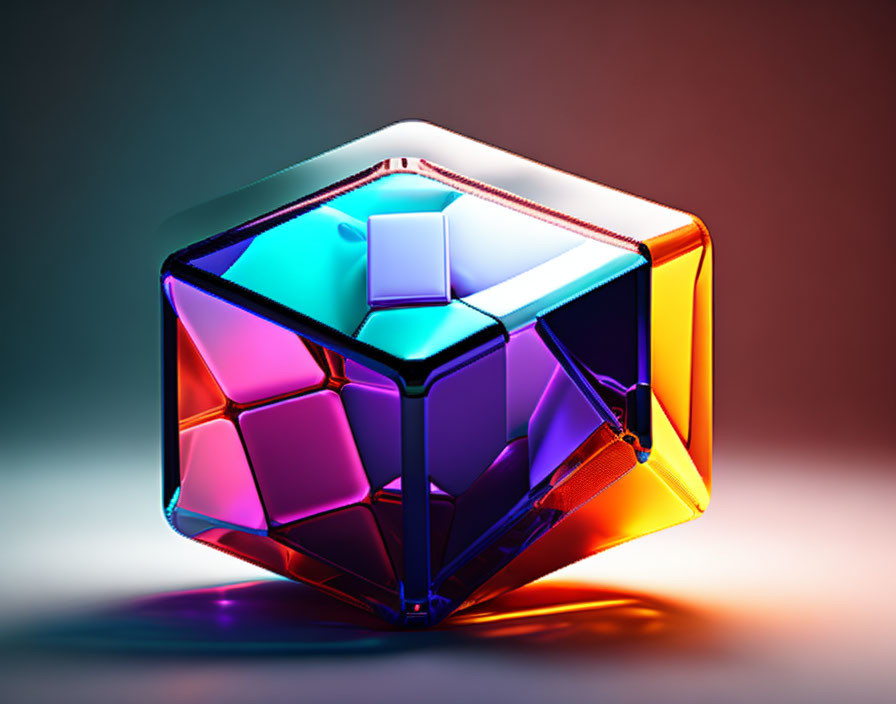 Colorful Transparent 3D Hexagonal Shape with Intricate Patterns