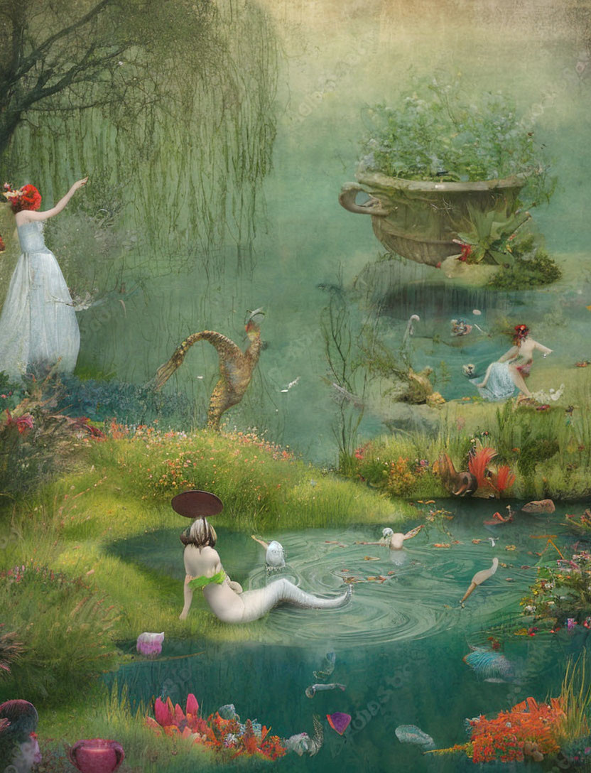 Digital Artwork: Fairy-tale Scene in Mystical Garden