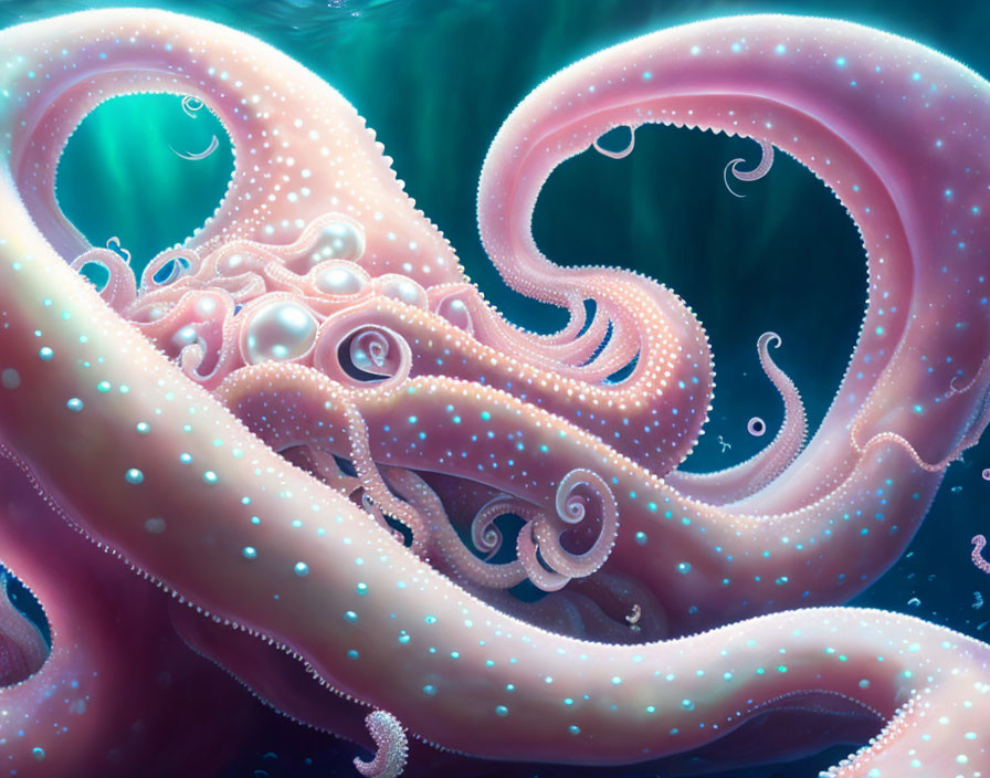 Large Pink Octopus in Turquoise Ocean Environment