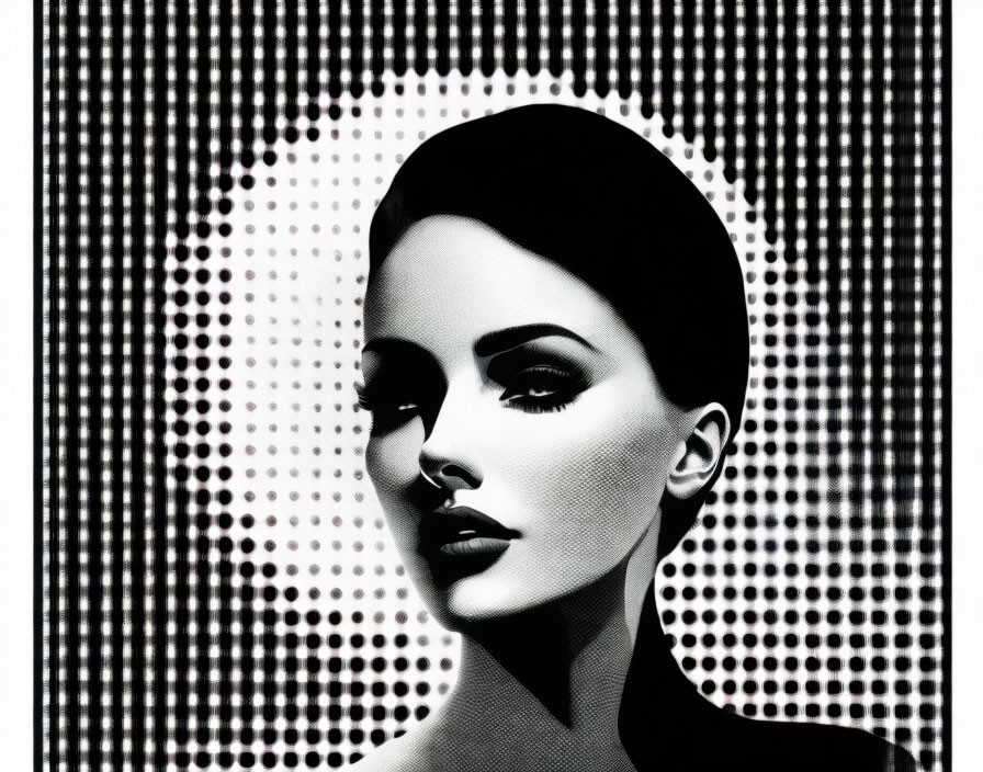 Monochromatic Pop Art Portrait of Woman with Dramatic Look