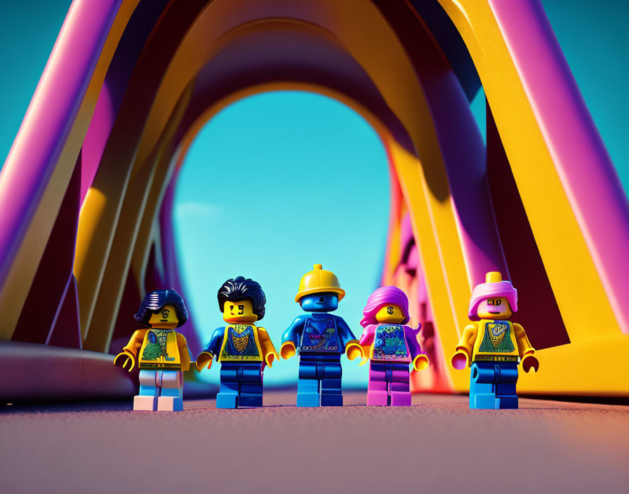 Colorful Toy Slide with Five LEGO Minifigures