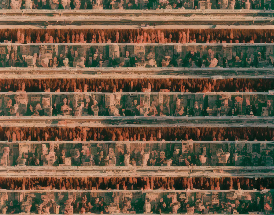 Repetitive Agricultural Fields in Varied Shades of Brown and Green