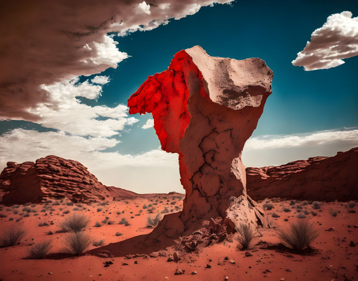 Red and White Rock Formation in Desert Landscape