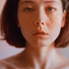 Portrait of Woman with Freckles and Short Brown Hair