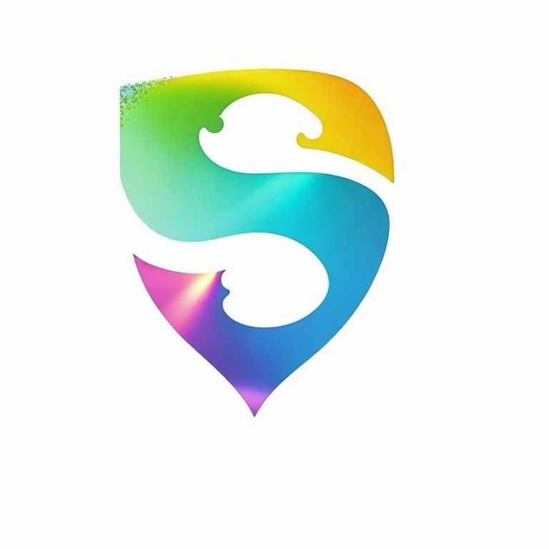 Colorful Stylized Shield Emblem with Green, Yellow, Pink Gradient