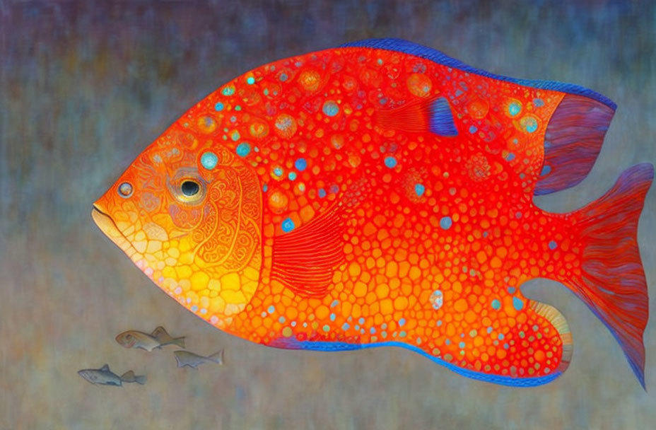 Colorful Fish Illustration on Blue Gradient Background