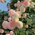 Pink and Cream Blooming Peony Bouquet with Green Leaves