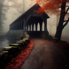 Fantasy Gazebo Surrounded by Autumn Trees and Glowing Lights