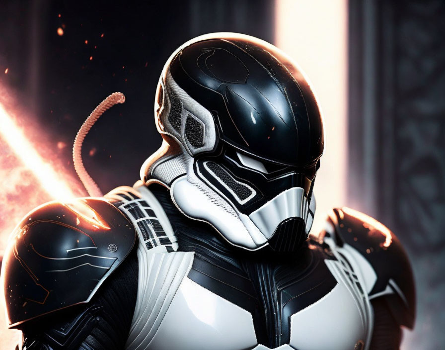 Detailed Science Fiction-Themed Helmet with White and Black Armor