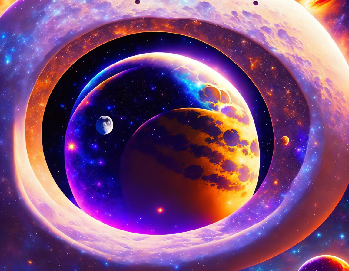 Colorful Planets and Celestial Bodies in Cosmic Digital Art