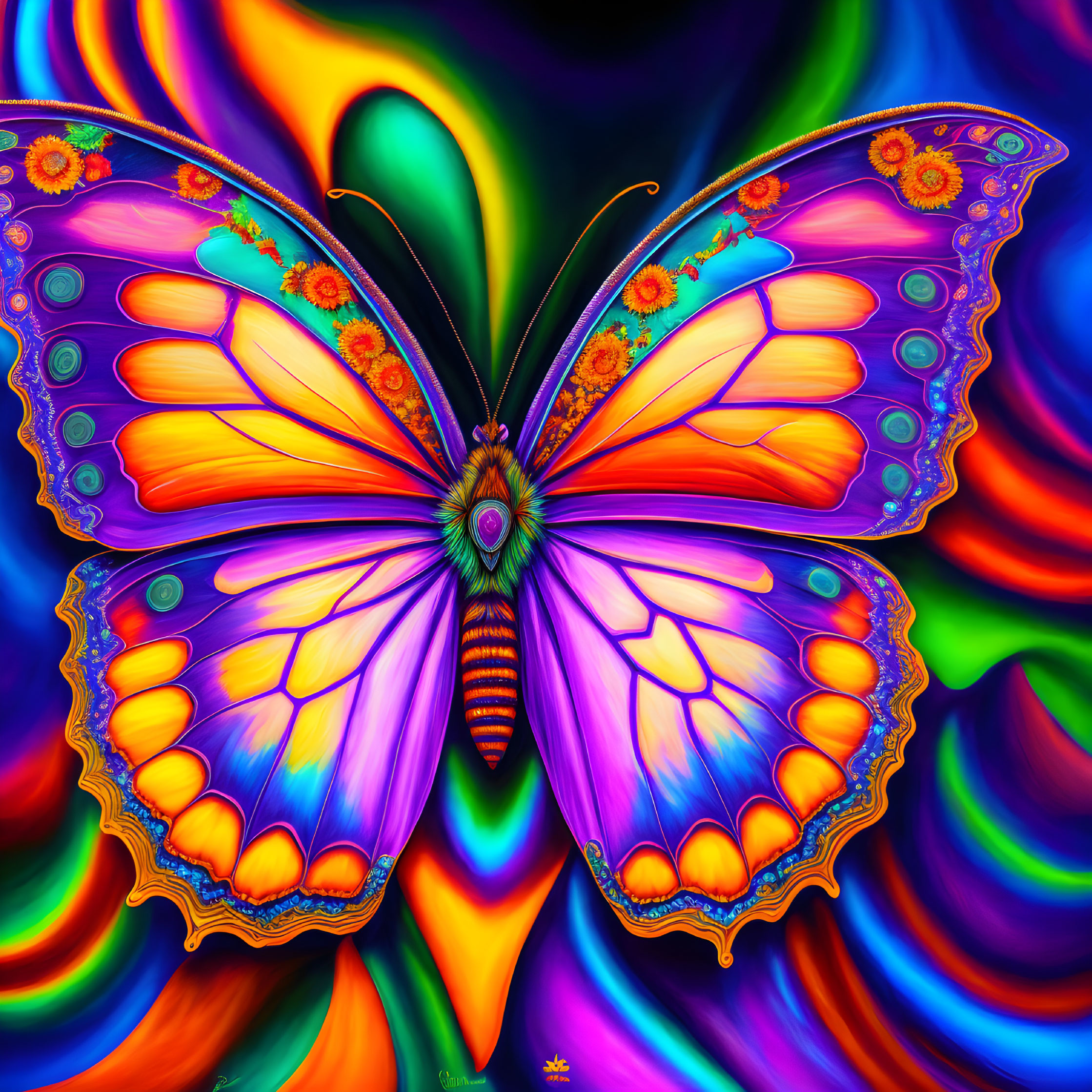 Colorful Butterfly Digital Art with Intricate Wing Patterns