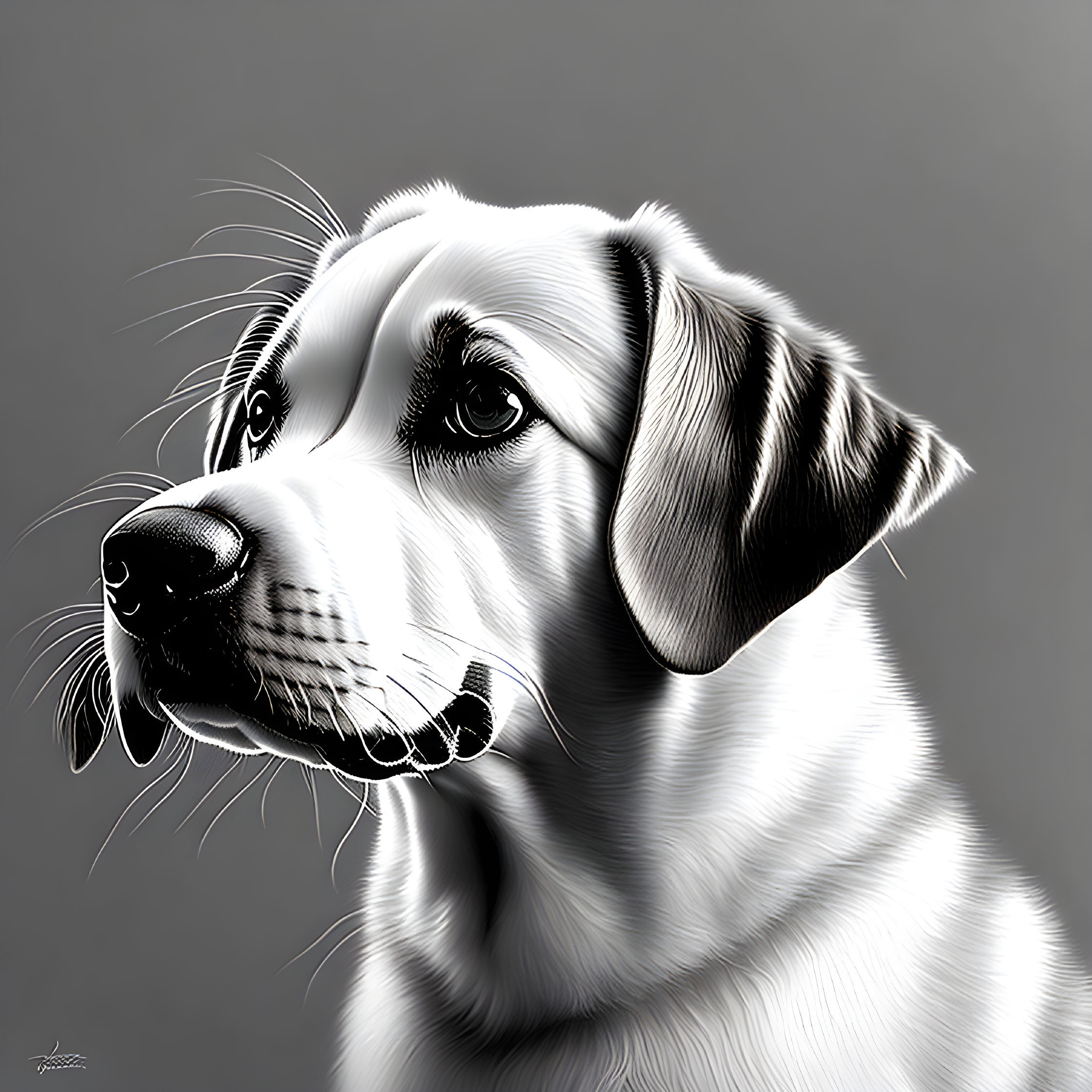 Detailed Black and White Labrador Retriever Illustration