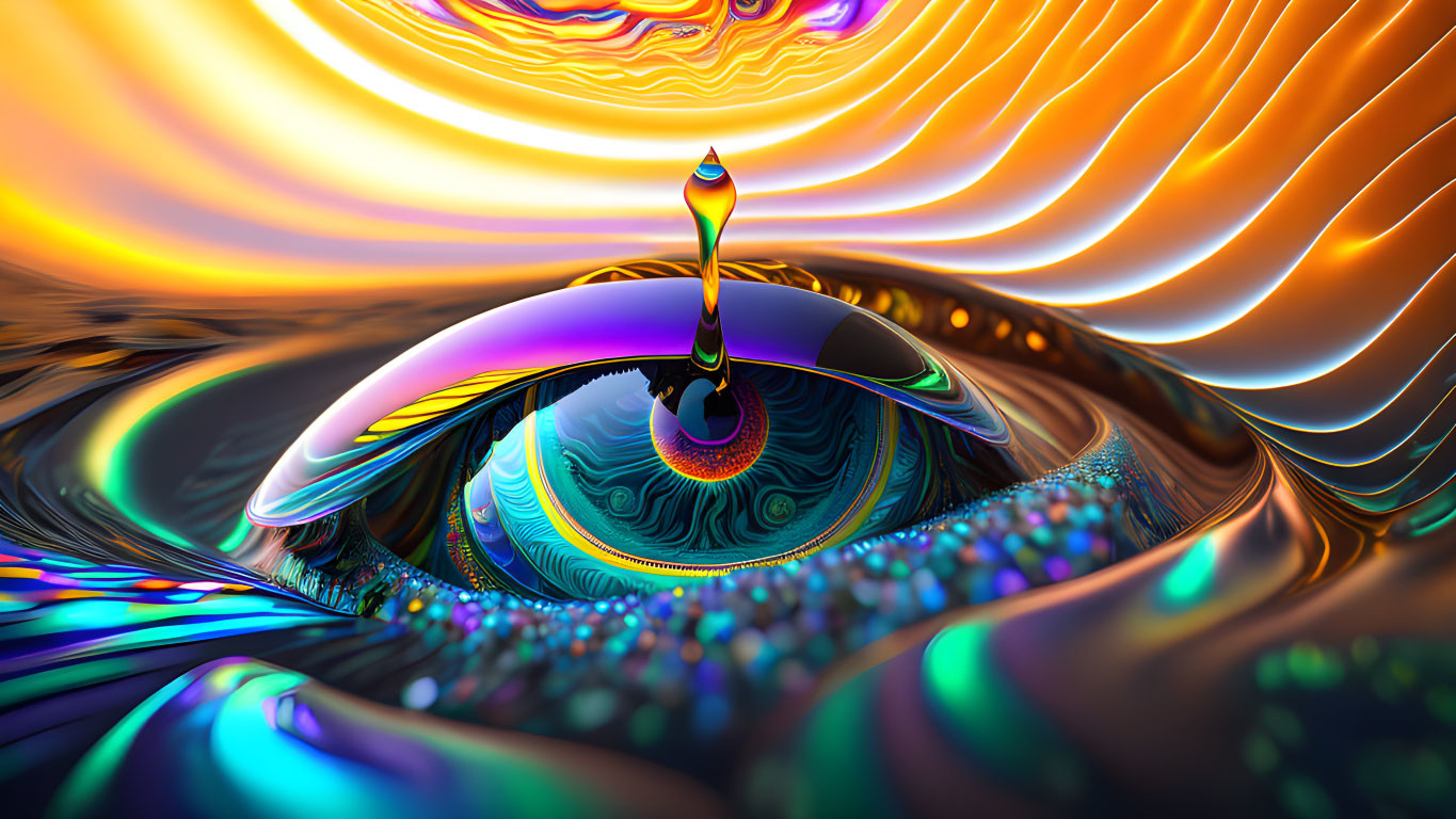 Colorful digital art: stylized eye with psychedelic colors and wavy patterns.