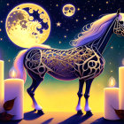 Translucent star-filled horse in celestial night scene