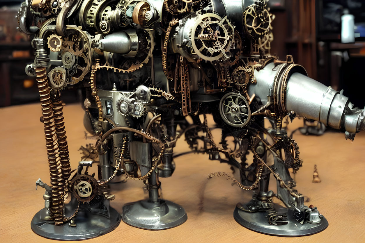 Intricate Steampunk Sculpture Featuring Creature Mimicry