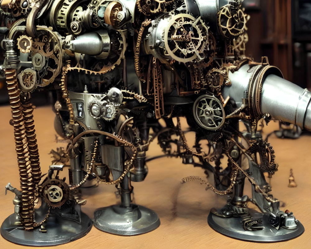 Intricate Steampunk Sculpture Featuring Creature Mimicry