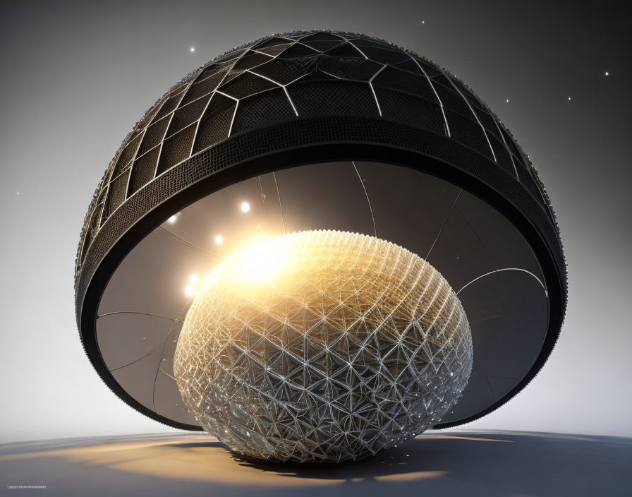 Intricate geometric pattern on futuristic spherical structure