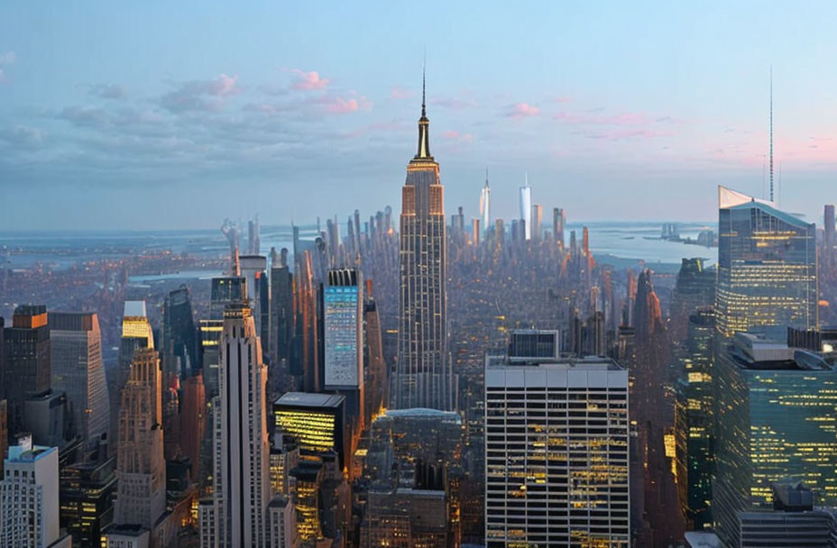 Cityscape at Dusk: Empire State Building and Urban Skyline