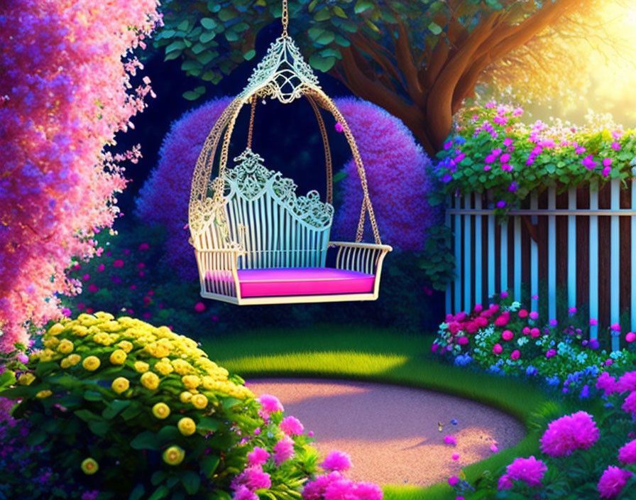 garden with a swing