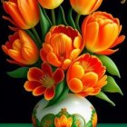 Colorful Tulips and Peonies in White Vase on Reflective Surface