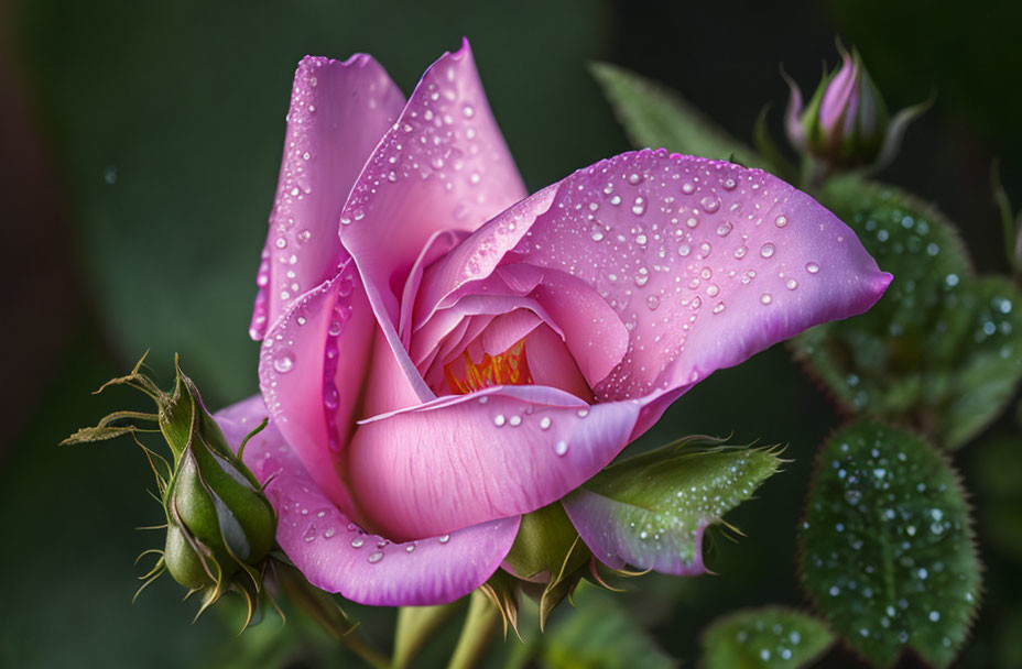 Young rose with dew