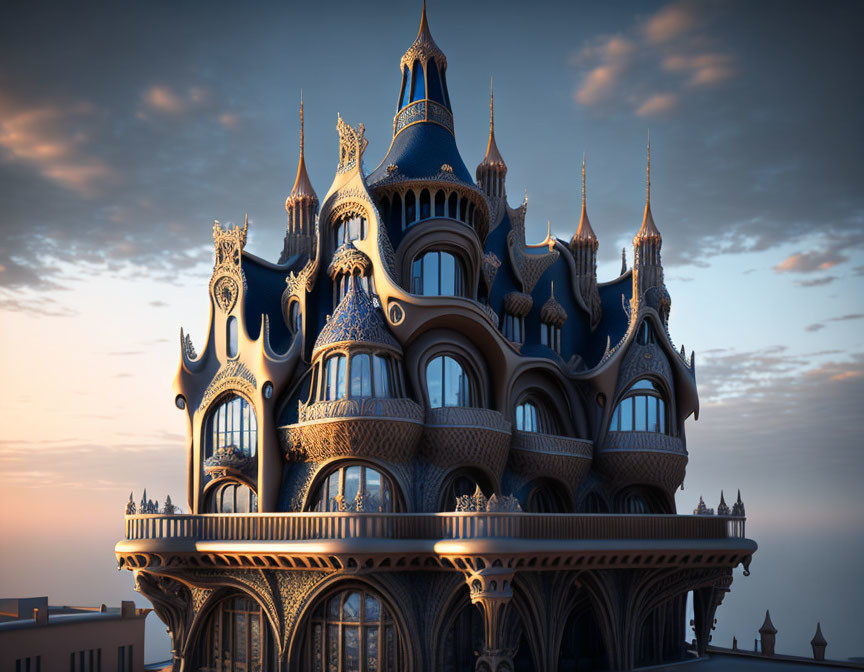 Whimsical Building with Intricate Architectural Details