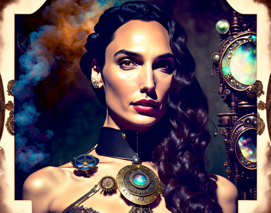 Elaborate Steampunk Woman Portrait with Ornate Jewelry