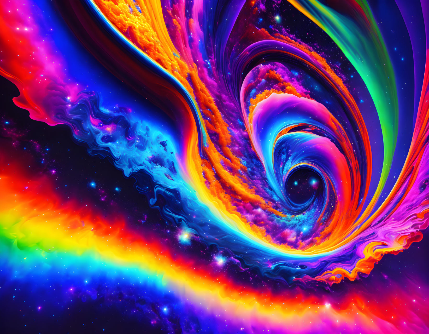 Colorful Psychedelic Swirl Artwork with Space Nebula Theme