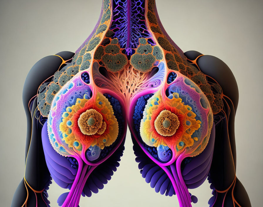 Detailed 3D Illustration of Female Breast Anatomy