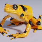 Mechanized frog 3D illustration with yellow and black robotic elements