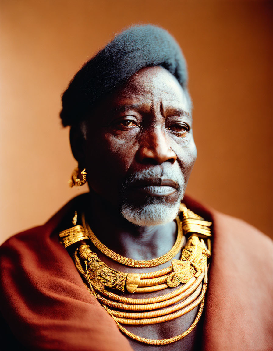 Elderly Man Portrait with Grey Beard and Unique Hairstyle