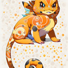 Stylized orange and cream Pokémon with swirl patterns and spherical accents