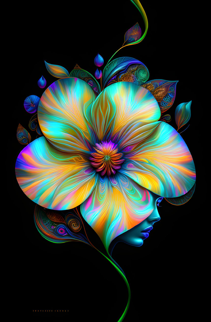 Surreal Artwork of Flower Merging with Woman's Face