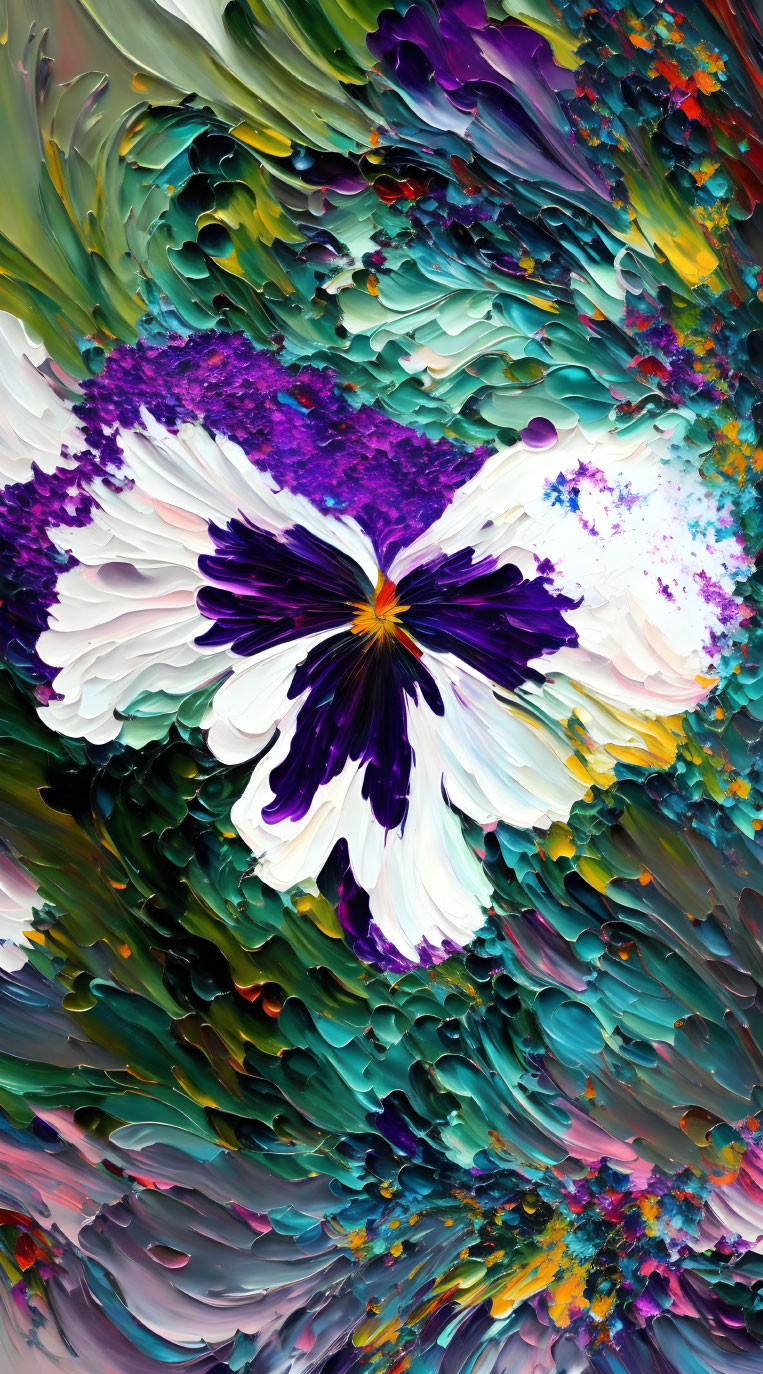 Colorful Abstract Flower Art with White and Purple Hues