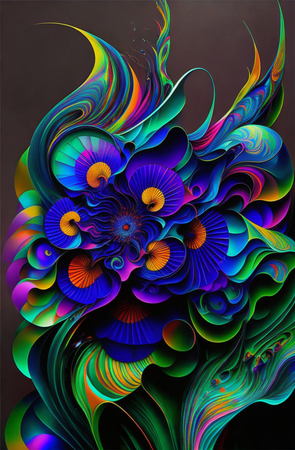 Colorful Abstract Art: Swirling Patterns & Blooming Flowers