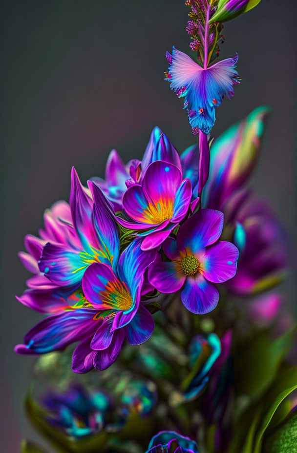 Vibrant Bouquet of Iridescent Fantastical Flowers