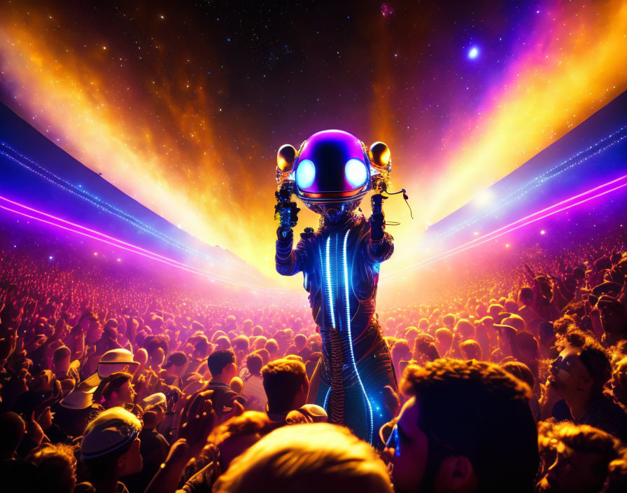 Astronaut DJ lights up concert with cosmic backdrop