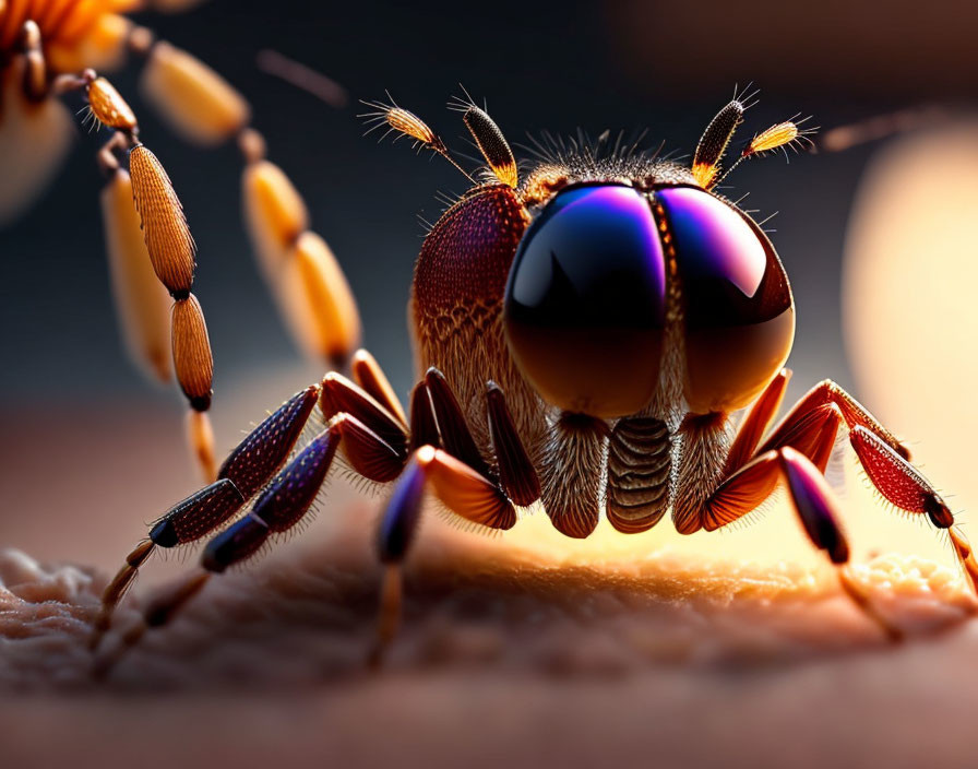 Detailed Close-Up of Colorful Fly with Compound Eyes and Segmented Antennae