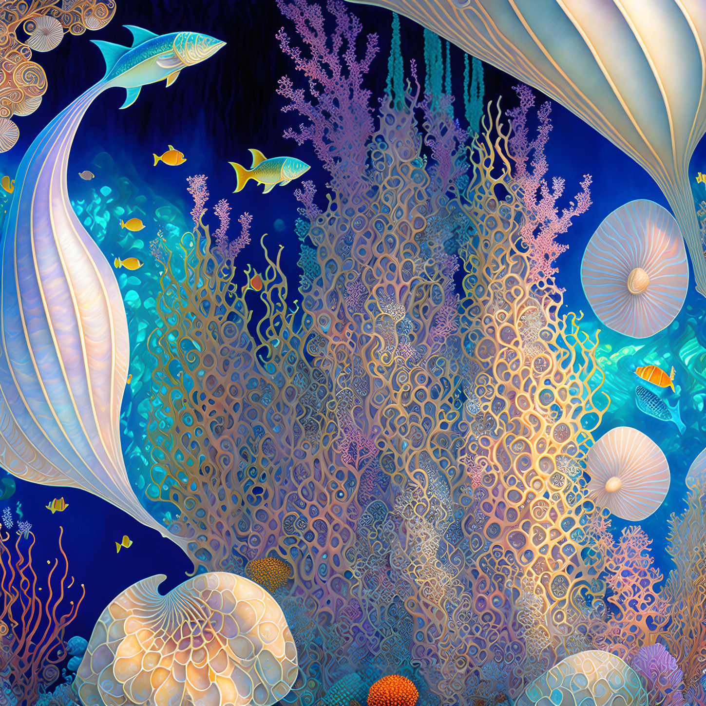 Colorful Fish and Coral in Vibrant Underwater Scene