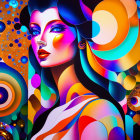 Vibrant Abstract Woman's Face with Colorful Patterns