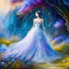 Ethereal woman in colorful cosmic landscape