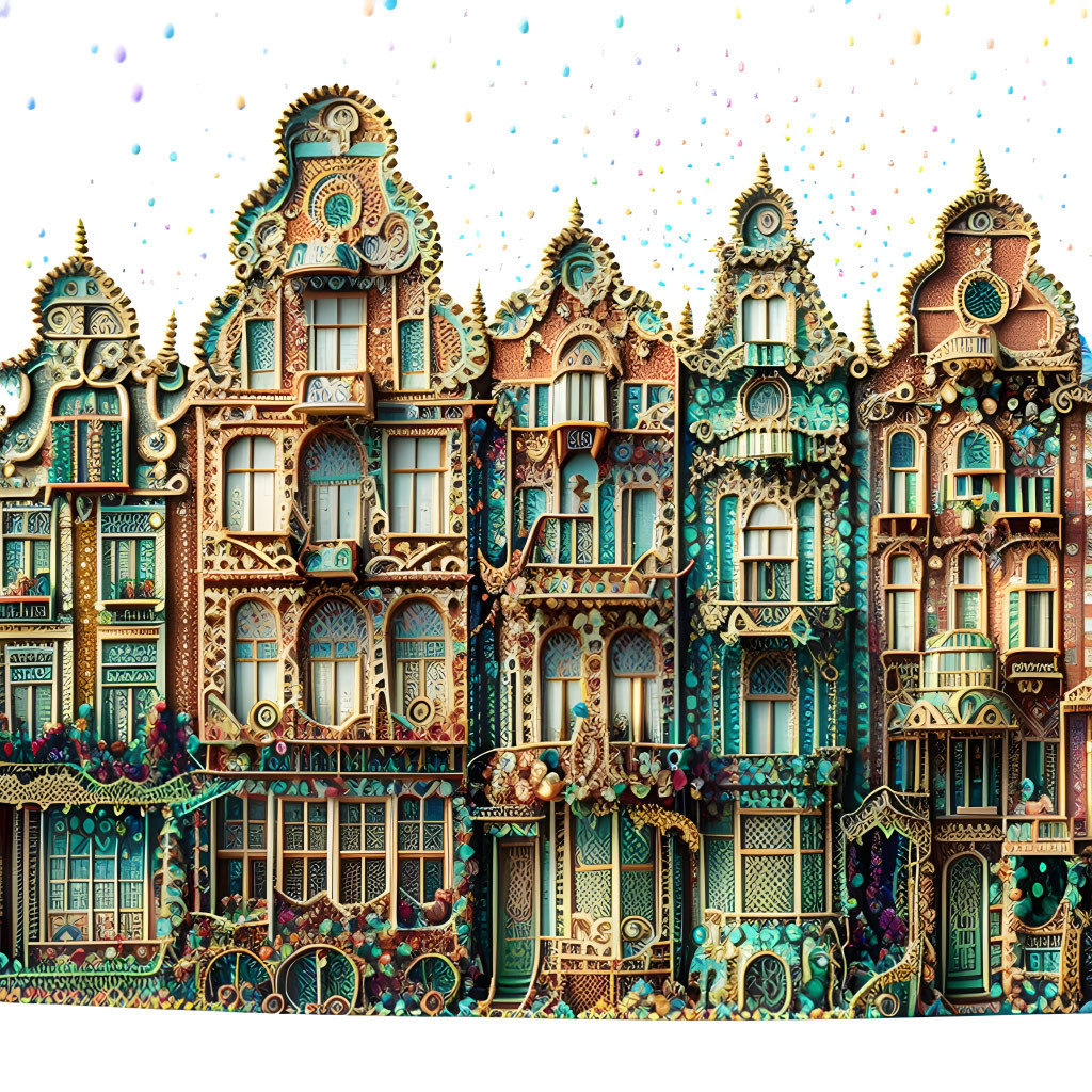 Detailed Illustration of Ornate Fantastical Buildings