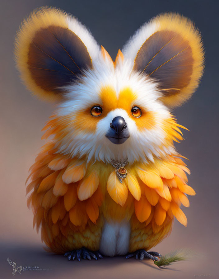 Whimsical creature with fluffy ears and bright fur